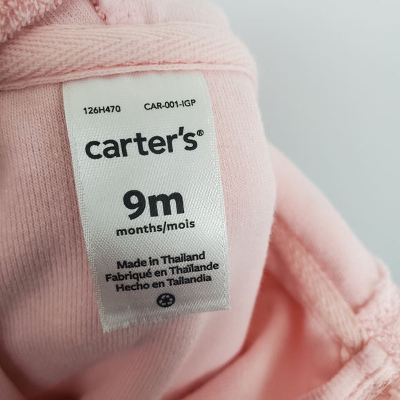 4/$25 SALE 🛍️ Carter's Pink 2-Piece Kitten Hoodie & Pants Set 9M - Picture 7 of 11